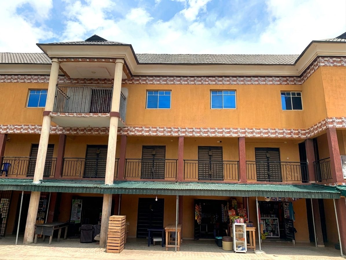 Eleko Mall building exterior with ground floor shops, Ibeju-Lekki